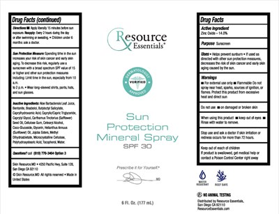 Package Label. Principal Display Panel (Resource Essentials Sun Protection Spray Spf 30 Package Label)